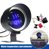 auto car water temp gaugevoltmeter 2 in 1 gauge 2 inch voltage water temp gauge with blue backlit for 12v 24v vehicles cars
