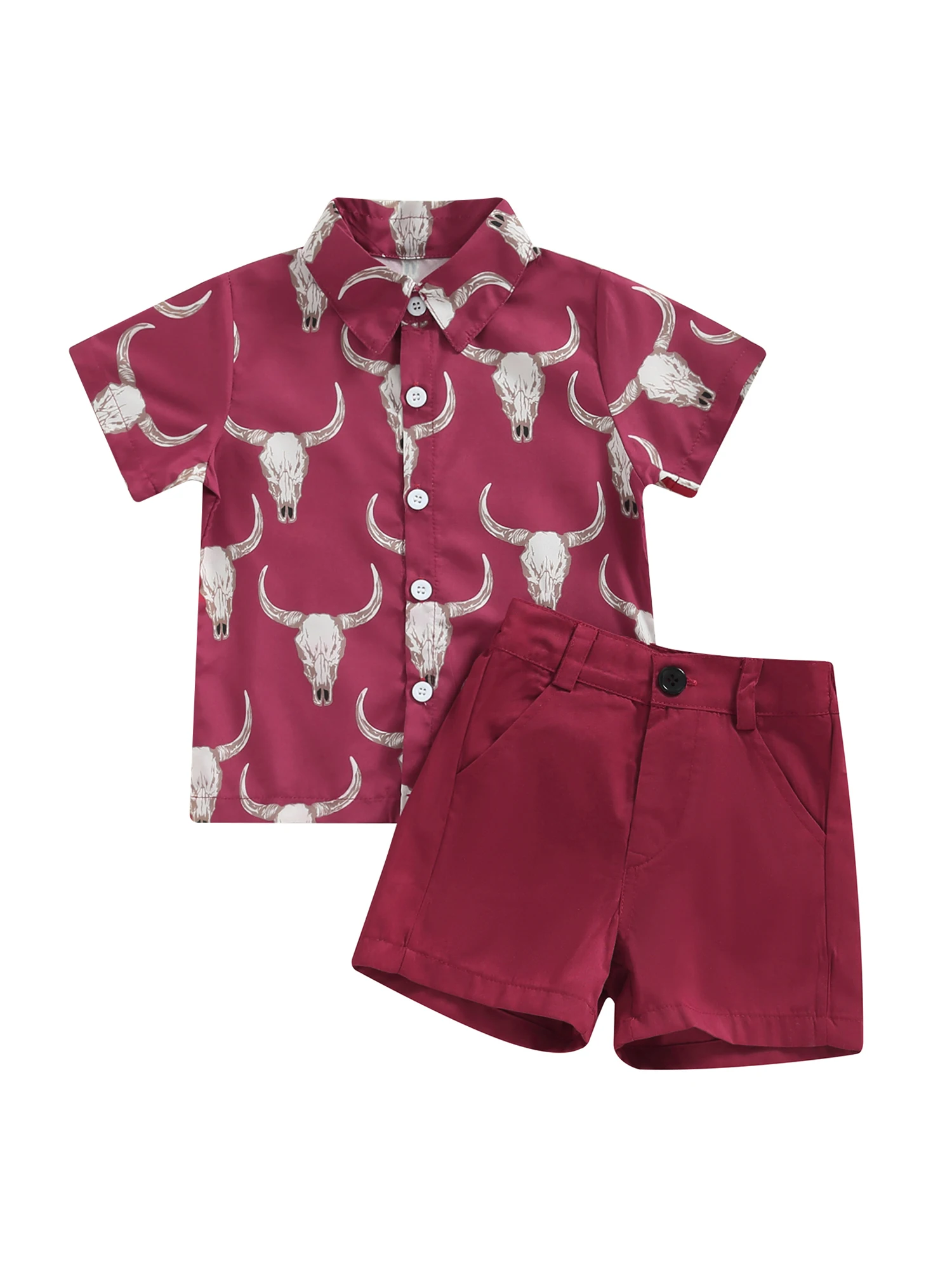 

Toddler Baby Boy Gentlemen Summer Clothes Cowboy Short Sleeve Button Down Shirts Solid Shorts 1T 2T 3T 4T 5T Outfits