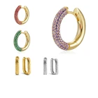 Женские серебряные радужные серьги-кольца с цирконами