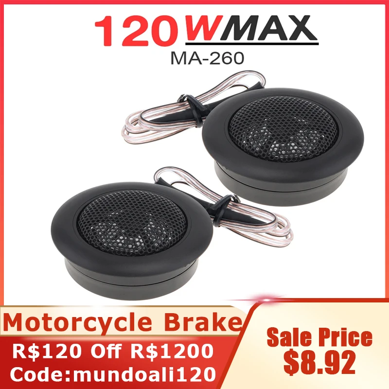 2pcs 120W Mini Super Dome Tweeter Speaker Aluminum Alloy Case Car Music Audio Player Motorcyle Loudspeaker for Car Audio System 2pcs 120W Mini Super Dome Tweeter Speaker Aluminum Alloy Case Car Music Audio Player Motorcyle Loudspeaker for Car Audio System