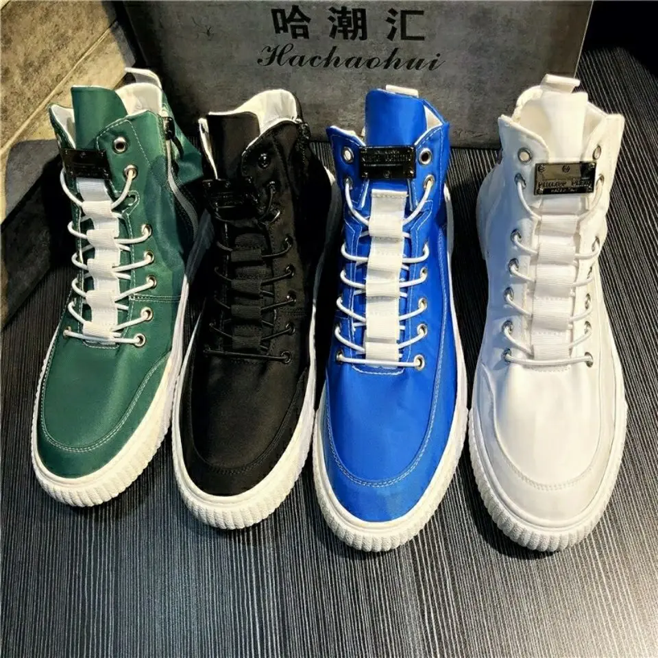

2022 new Social Guy Shoes Autumn Men's Breathable Personality High-Top Korean Fashion Sneakers Cloth White Shoes Casual