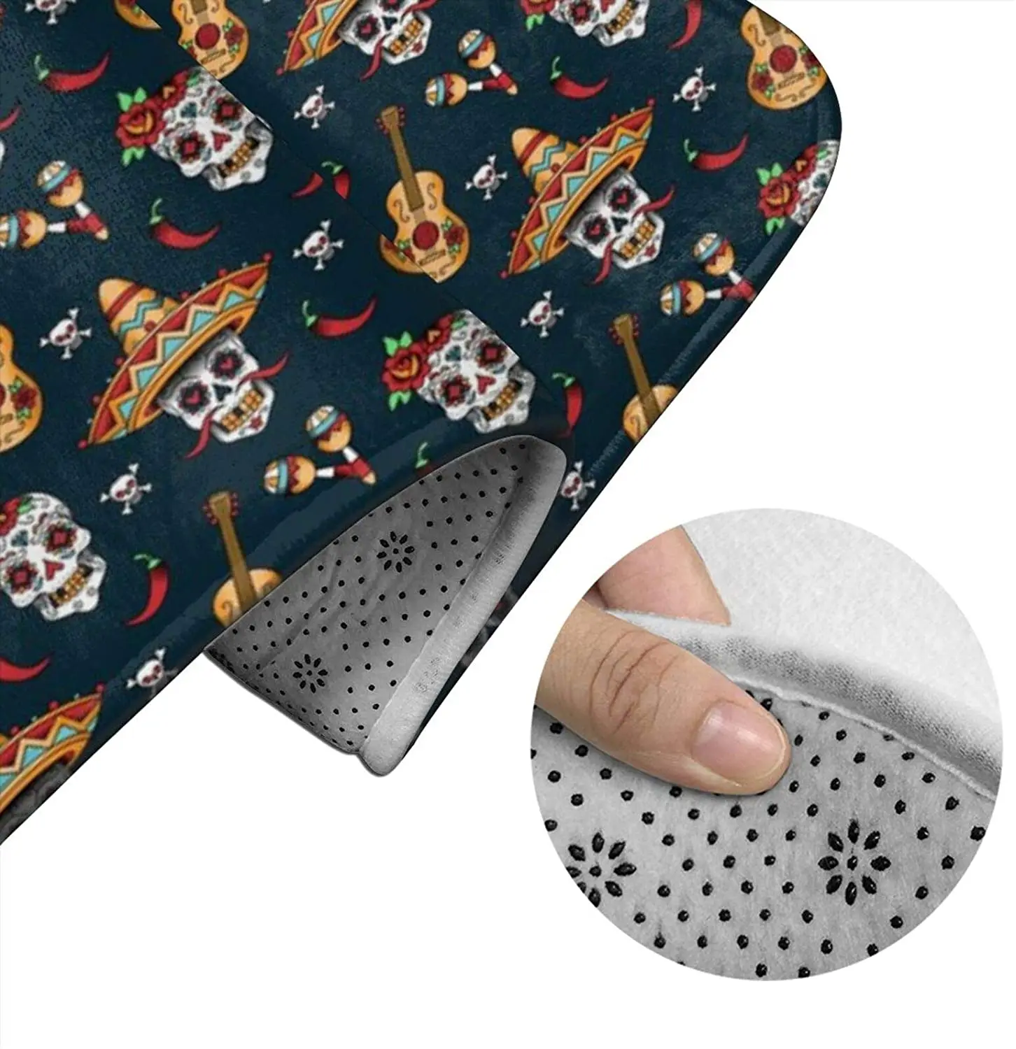 

Mexican Sugar Skulls Bathroom Mat Sets 3 Piece Set Rugs Memory Foam Mat Set Toilet Seat Cover Bath Mat Lid cover