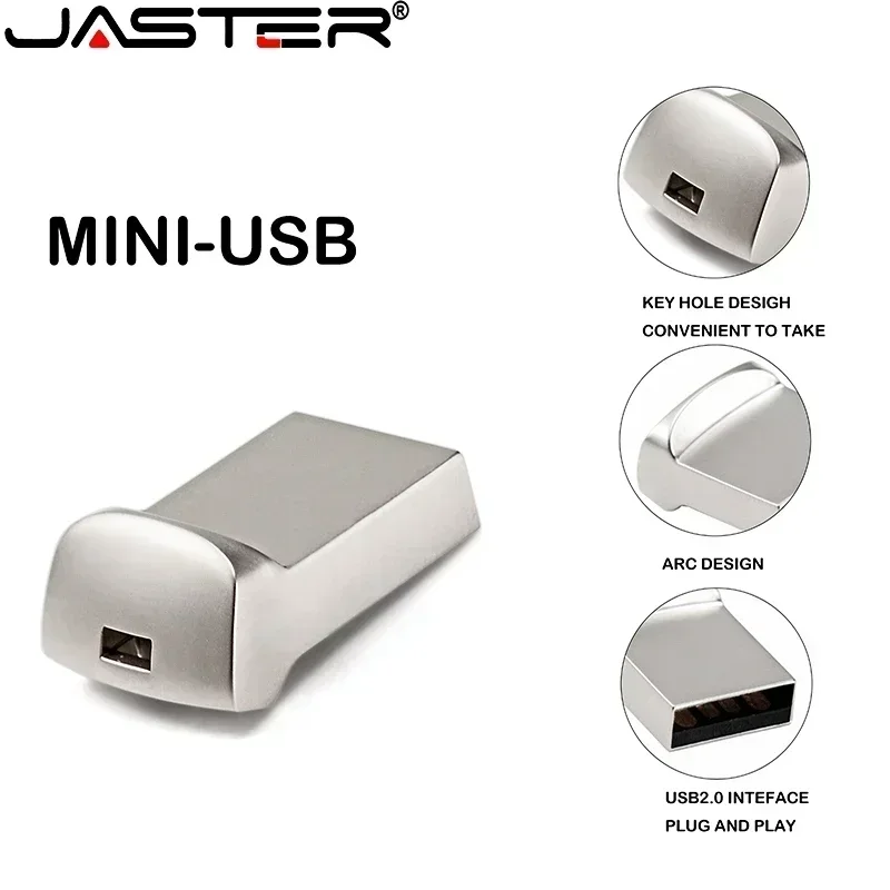 Фото JASTER Мини-металлические флэш-накопители USB 2.0 Серебряные деловые подарки Memory Stick Pen Drive Водонепроницаемые устройства хранения 32 ГБ 64 ГБ U-диск №5