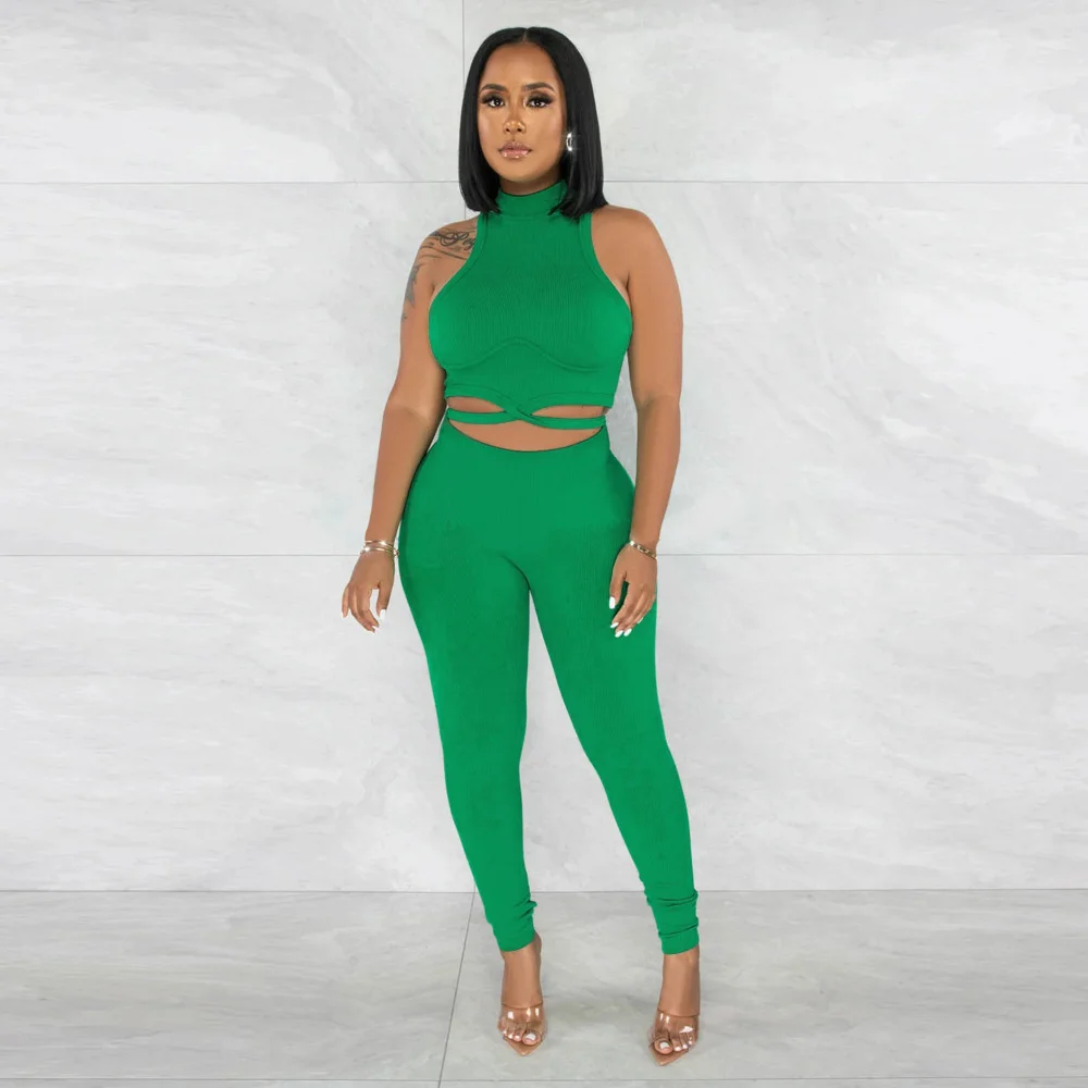 

SUJYing New Fashion Women's 2023 Summer Solid Color Sleeveless Short Top Slim Fit Pencil Pants Casual Two Piece Set For Women
