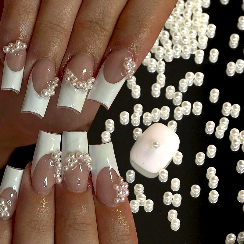 Белый жемчуг бусины для ногтей самостоятельного маникюра 3D украшение искусство