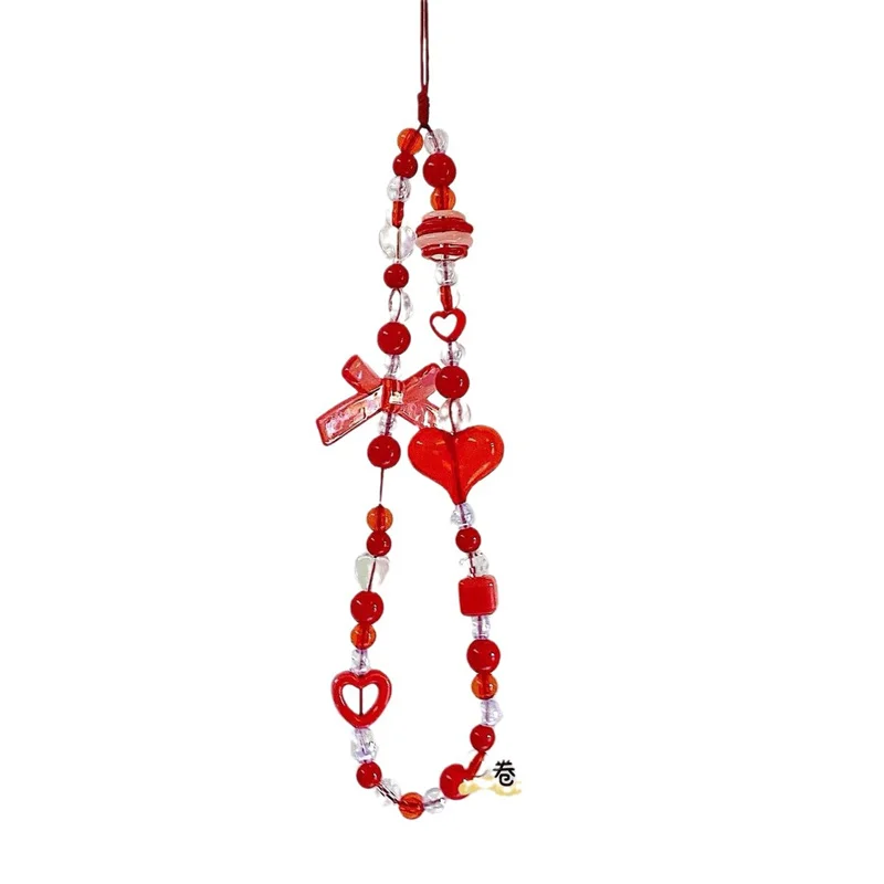 Милый красный цвет сердце кулон лук телефонная цепочка подвесной ремешок для
