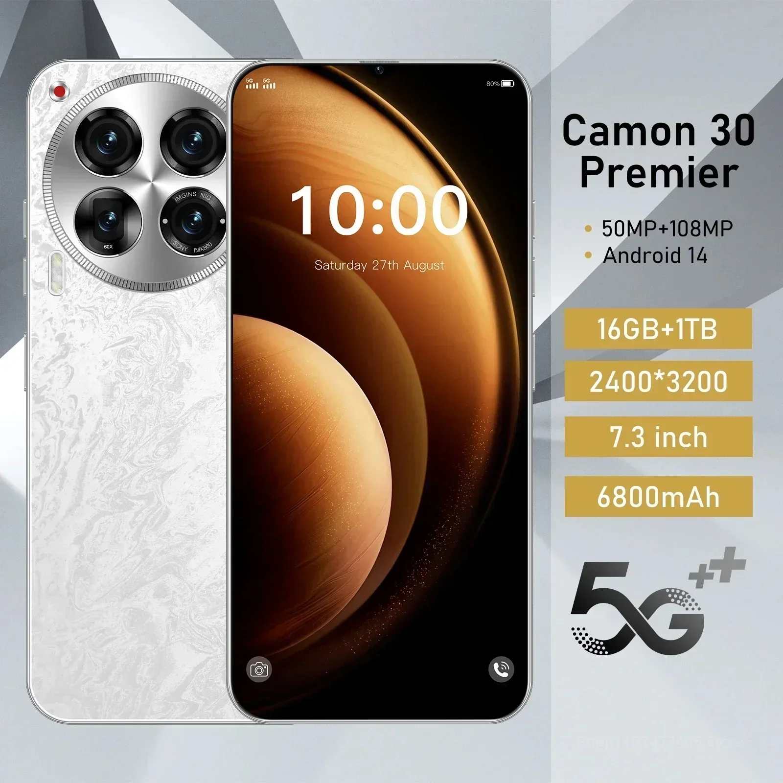 Смартфон Camon 30 Premier 4G/5G глобальная версия 16 ГБ + 1 ТБ Qualcomm 888 10 ядер 6800 мАч 50 108 МП