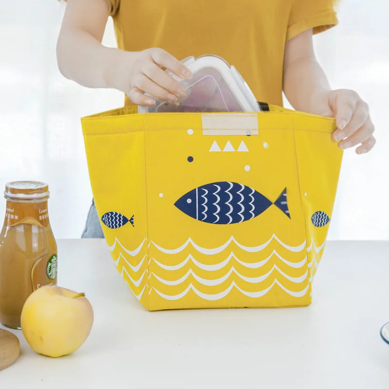 

Водонепроницаемая Сумка-тоут для ланча из ткани Оксфорд, теплая вместительная сумка для еды и пикника, с рисунком рыбы для мужчин и женщин