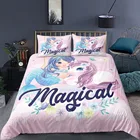 Детские модные комплекты постельного белья с красивым мультяшным изображением русалки, новый дизайн, 3D, пододеяльник + наволочка, односпальная и двуспальная кровать