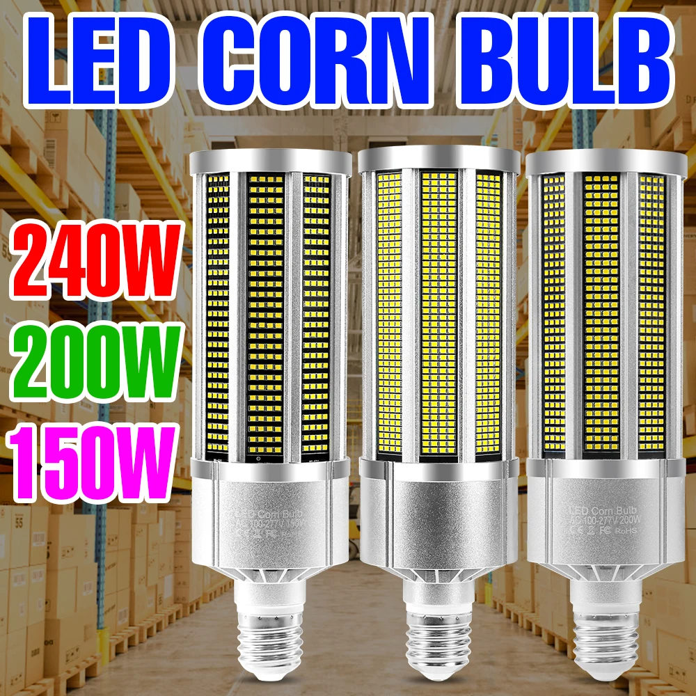 E39 LED Lamp 150W 200W 240W LED Lights Corn Bulb Home 220V Lampara Spotlight For Commercial Lighting Garage Warehouse Work Lampe