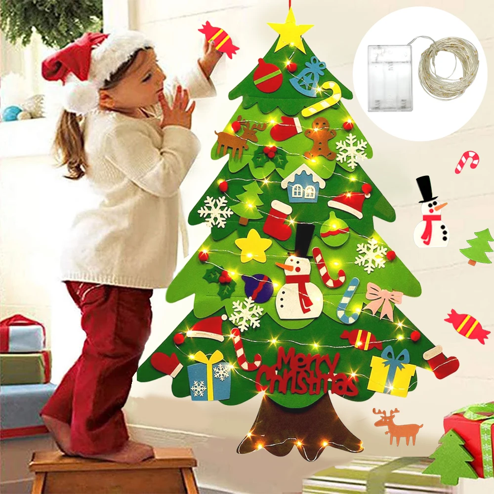 

Войлочная Рождественская елка для творчества, Рождественское украшение для дома, новый год 2022, рождественские украшения, Санта-Клаус, рождественские подарки для детей
