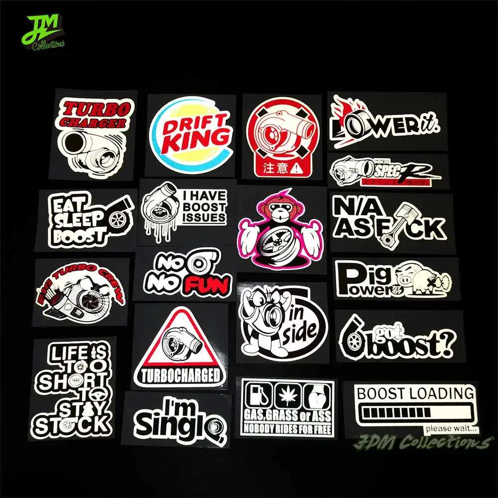 

Newest Turbine Culture Sticker No Turbo No Fun PVC Japan JDM Reflective Sticker For Boost Loading Car Motorcycle Luggage Sticker