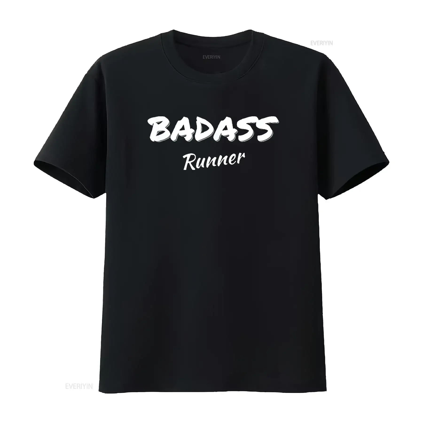 Фото Мужская одежда для бега Badass Runner Футболка черная X Большая винтажная стираная растянутая универсальная дизайнерская одежда с графическим рисунком №1
