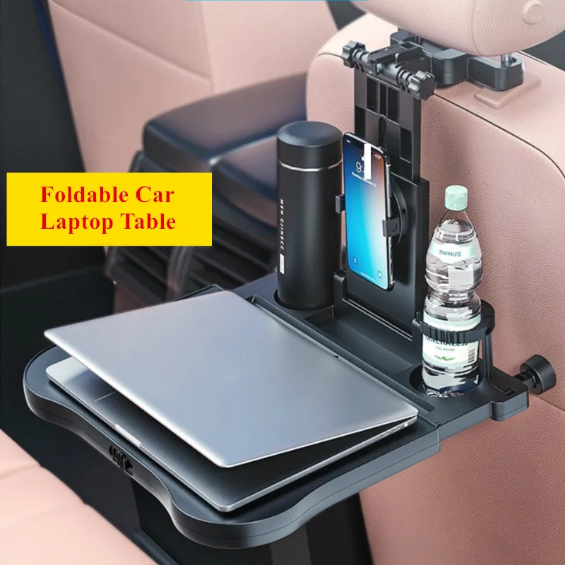 Foldable Car Seat Back Drink Coffee Bottle Laptop Hanging Table Auto Desk Organizer Phone Holder Car Interior Tray Accessories