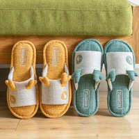cotton linen sandalias cute design home anti slip indoor slippers soft autumn for women men pantuflas femmes shoes chaussons