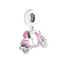 2022 mothers day pink scooter dangle charm 925 silver jewelry fits original bracelets for woman beads for jewelry making