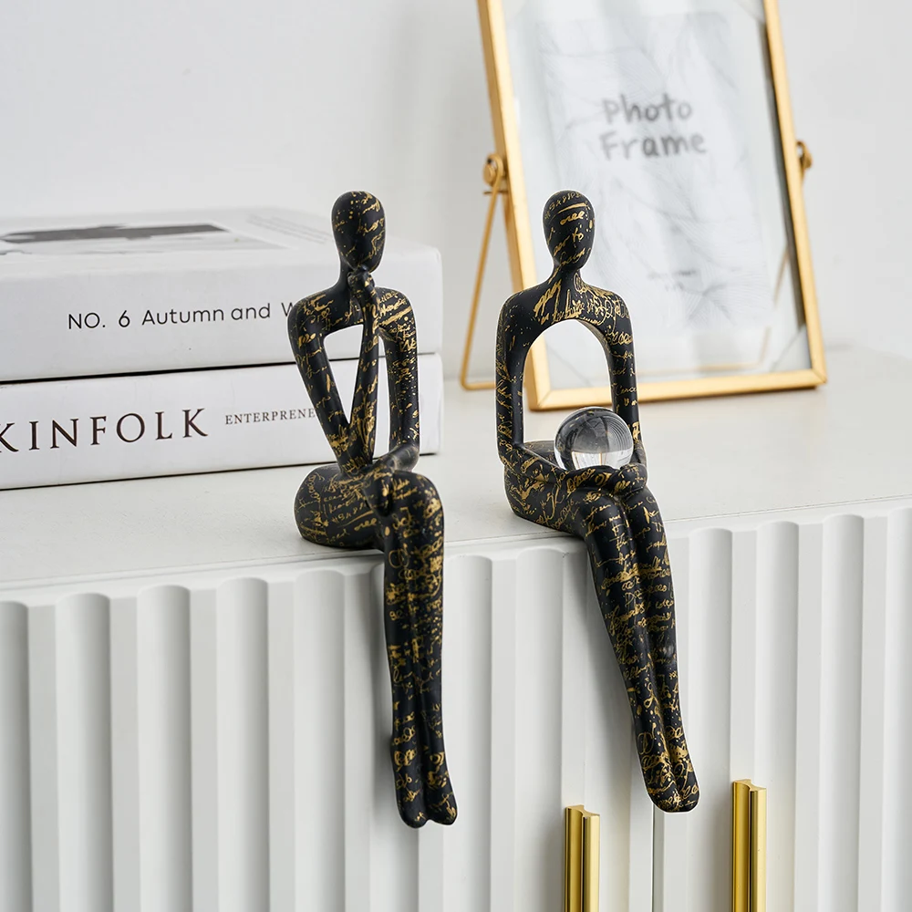 

1pc Resin Ornament Statue Letter Wrap Villain Figurines Desk Accessories Abstract Art Modern Home Decor Living Room Decoration