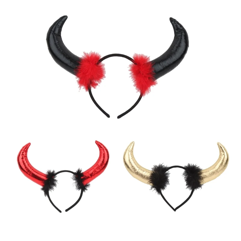 

28TF Halloween Horn Headband Devil Horns Cosplay Headpiece Suitable for Adults & Kids