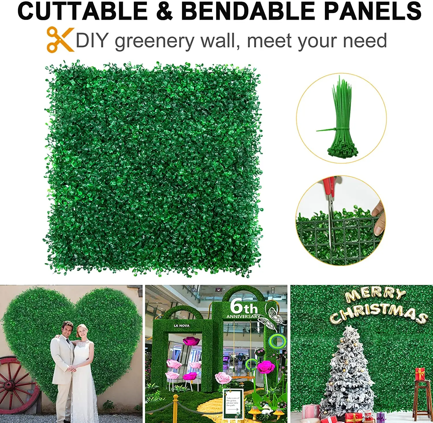 

Artificial Grass Wall Panels Wedding Backdrop 25 x 25cm for UV Protected Artificial Green Grass Wall Backdrop for Garden Party