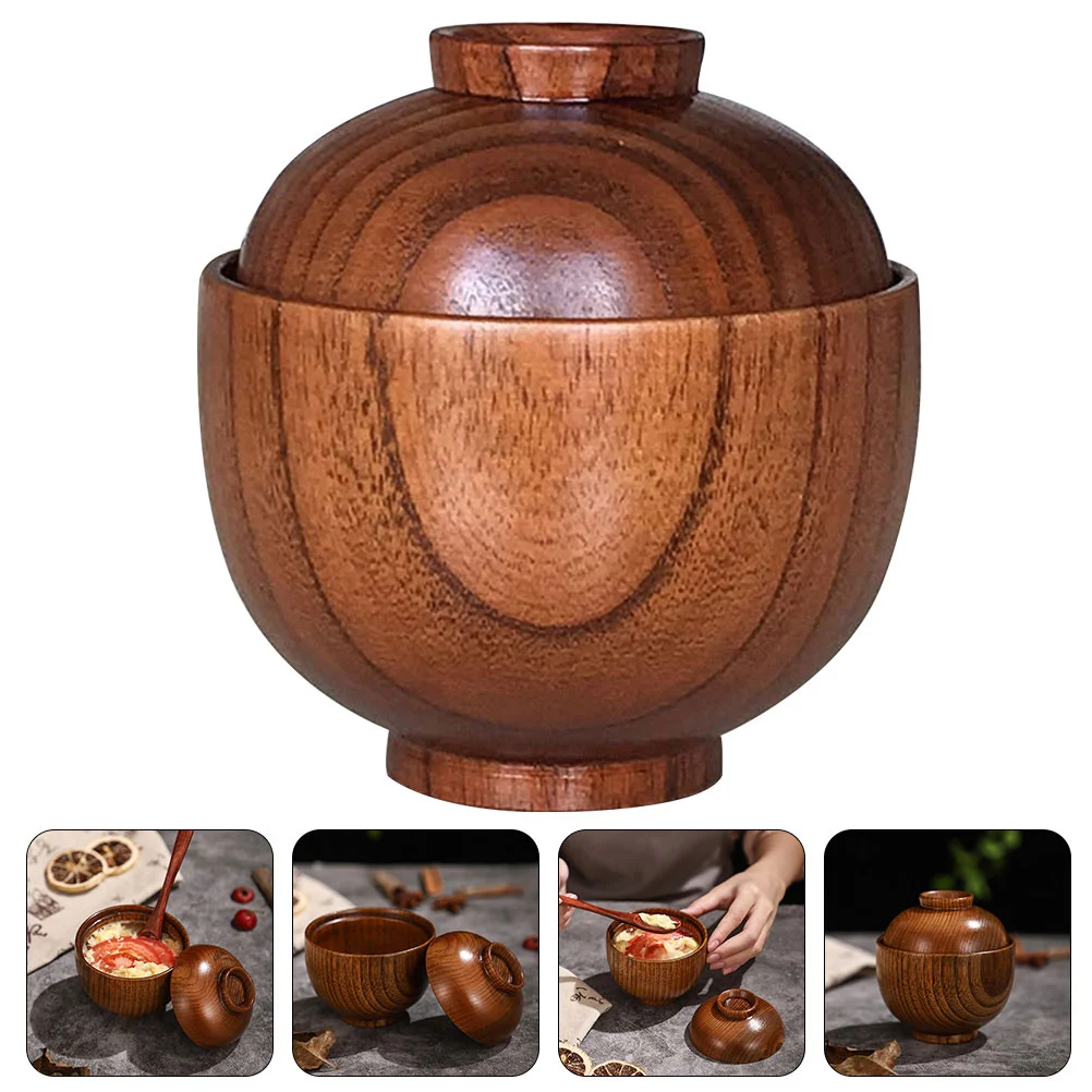 

2 Pcs Wooden Bowl Lid Mixing Bowls Small Spaghetti Soup Kids Food Serving Salad Lids