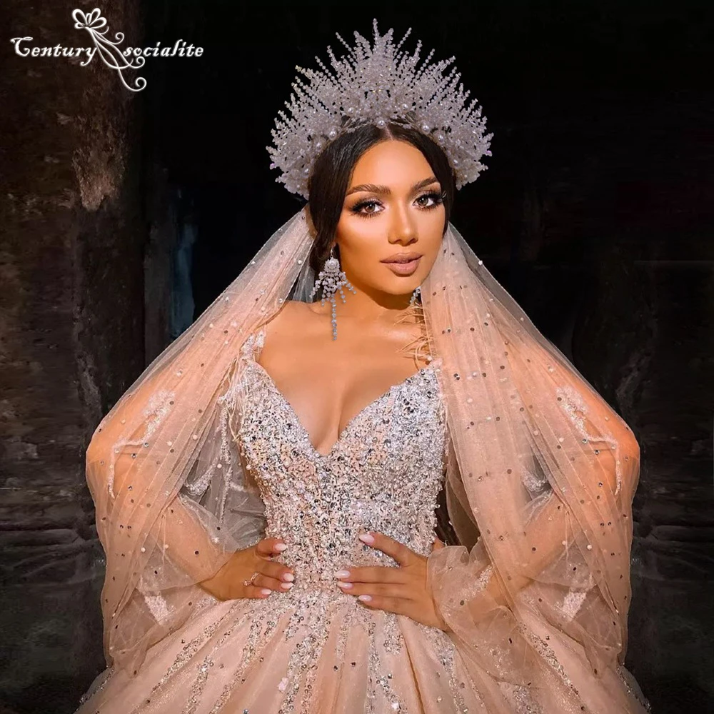 

Wedding Hair Accessories Bride Jewelry Crystal Tiaras Crown Pearls Women Headwear Queen Diadem Headpieces