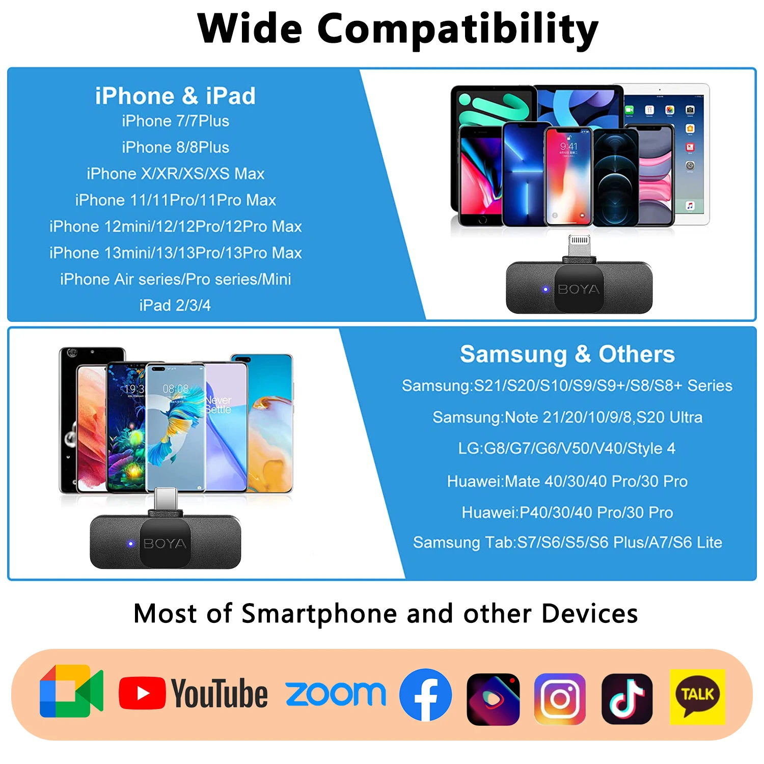 BOYA BY-V 2.4GHz Mini Youtube Wireless Microphone Condenser Lavalier Lapel Mic for iPhone Android Huawei Xiaomi DSLRs Cameras - купить по