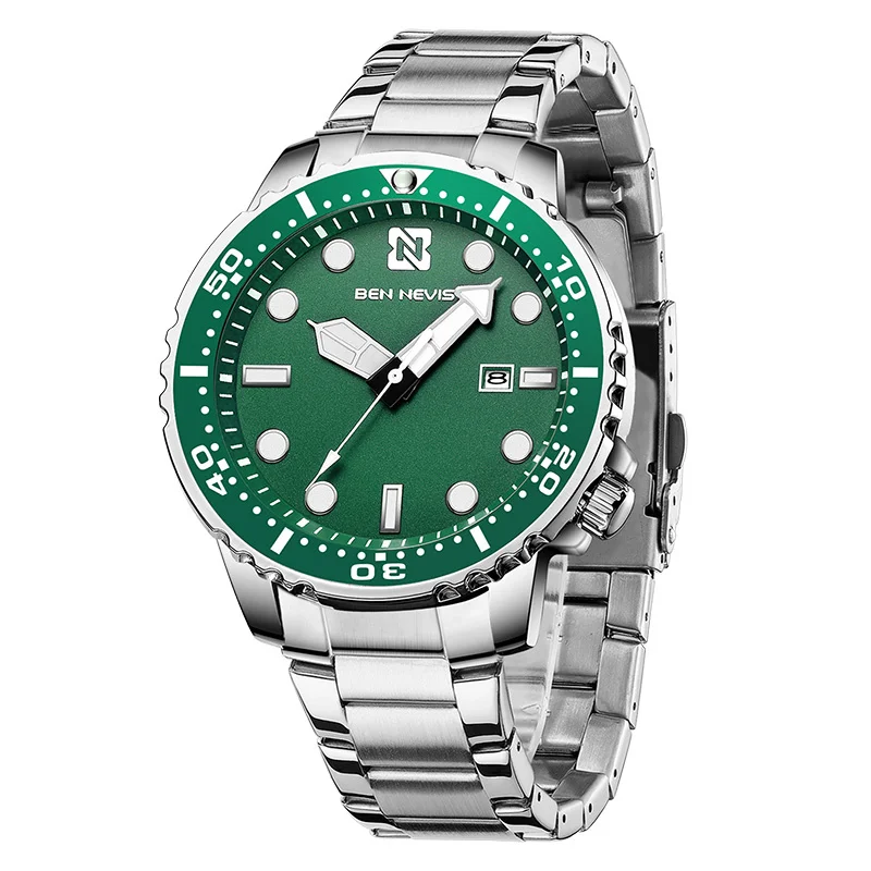 

Ben Nevis Original Brand Green Water Ghost Waterproof Silicone Strap Quartz Smart Watch for Men Christmas Gift Relogio Masculino