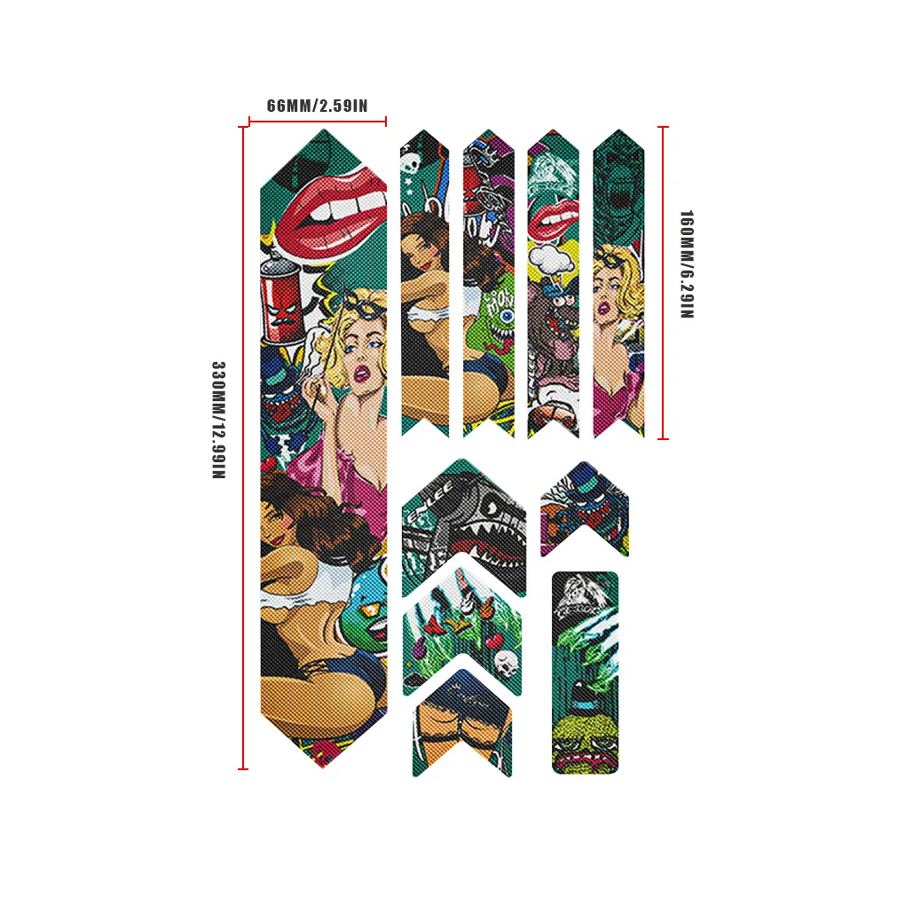 Защита рамы велосипеда 3D ПВХ светящийся чехол водонепроницаемое Украшение