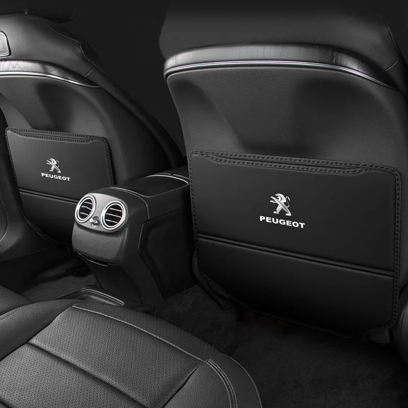 

PU Leather Car Anti-Child-Kick Pad Seat Back Storage Bag Protection Mat Accessories For Peugeot 107 108 206 207 301 3008 307 407