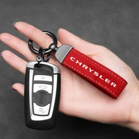 car metal keychain leather 3d logo key ring for chrysler 300c 300 200 200c pacifica sebring lancia thema st js voyager rt