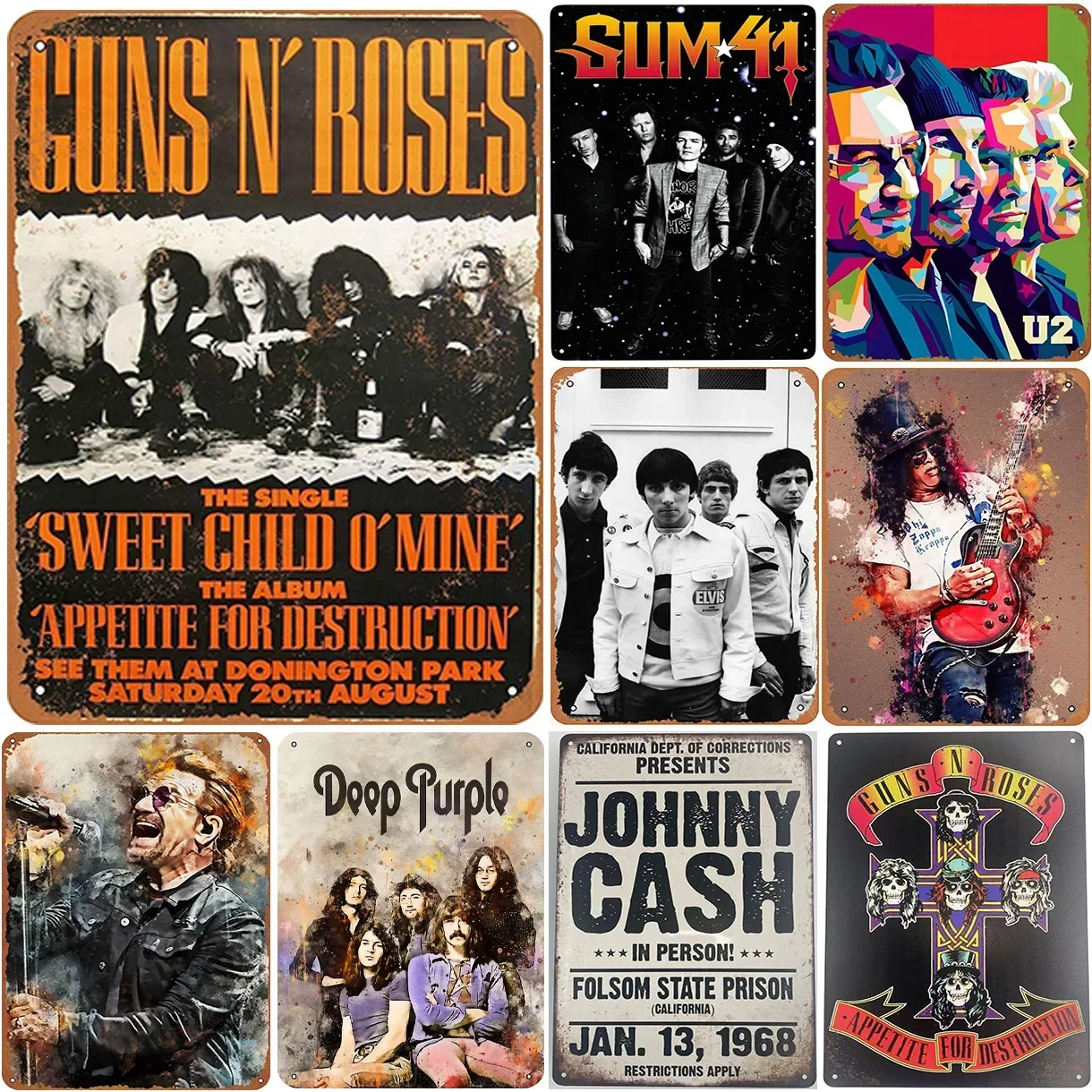 Музыка Рокер Металлические Оловянные Знаки Группа Настенное Украшение Табличка