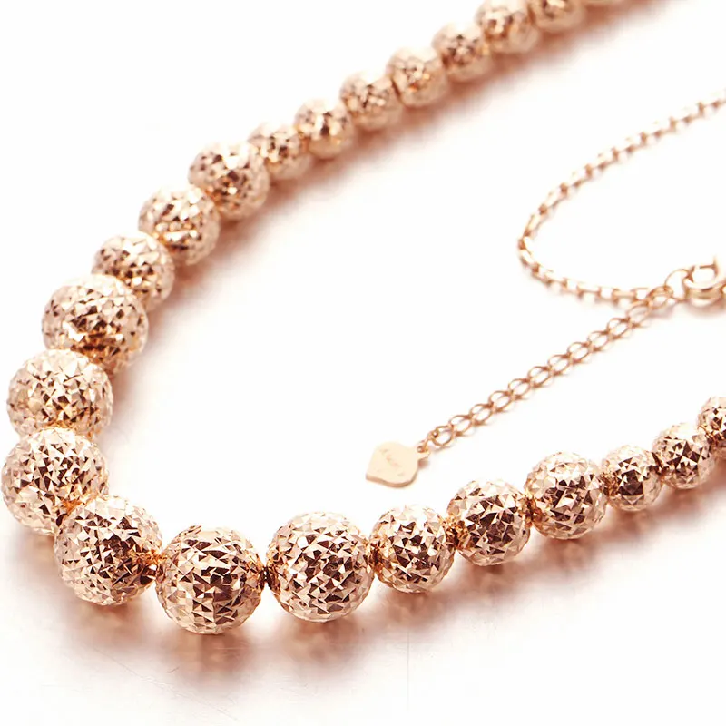 

585 purple gold plated 14K rose gold sparkling beads necklace for women luxury fashion exquisite collarbone chain jewelry