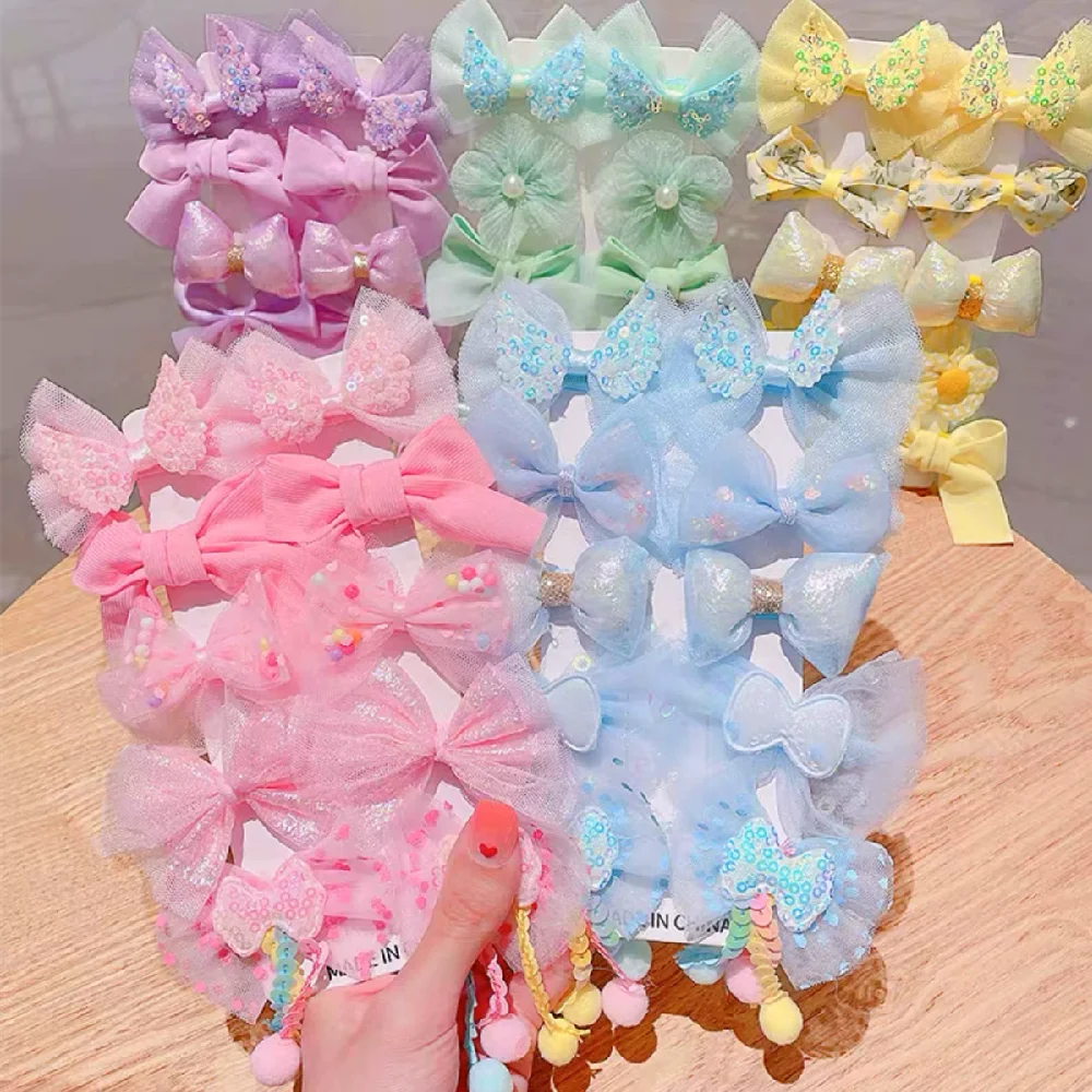 

10PCS Light Yarn Bow Barrettes Children Girls Sweet Hairpins Fashion Headbands Hair Accessories Hair Clips For Kid