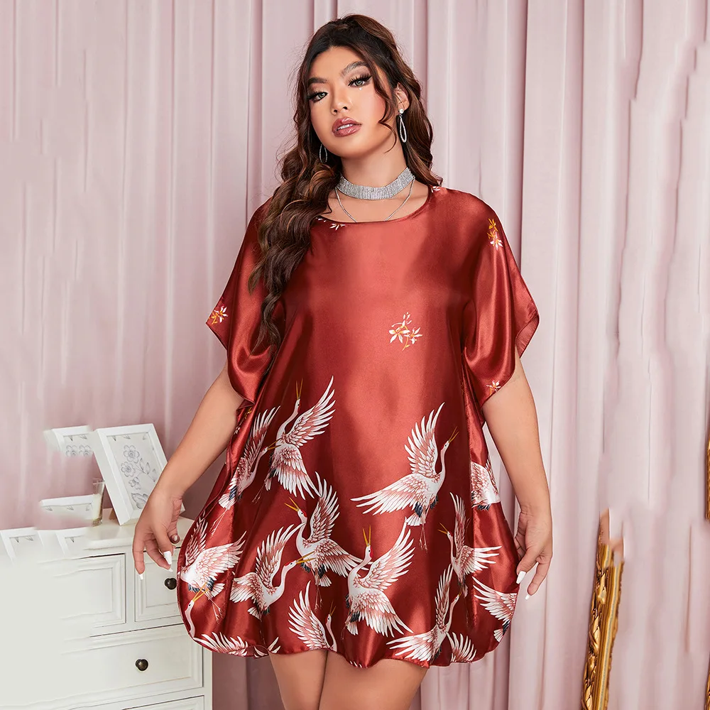 

Summer 4xl Oversized Women's Sexy Nightgown Mid Length Multi Colors Satin Sleepwear Nightgown Thin Morning Gown Wedding Woman