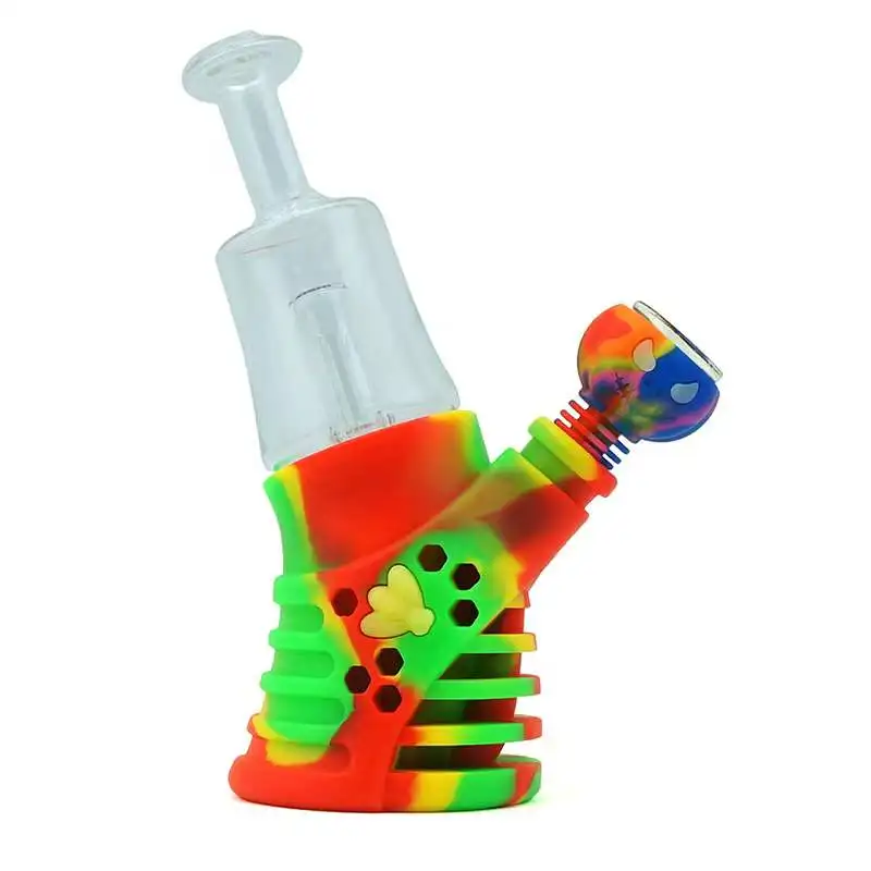 

HS wholesale Silicone Pipe Bee Water Pipes multiple Colorful Silicone Oil Rigs pipe Food Grade Silicon Hookah Pipe