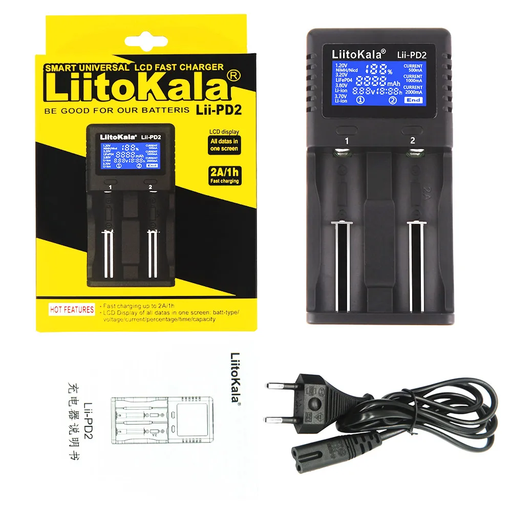 

Зарядное устройство Liitokala LiiPD2 18650 3,7 в Li-Ion 1,2 в NiMH батарея 21700 18350 18500 AAA LiFePO43.2V 3,85 V зарядное устройство 26650