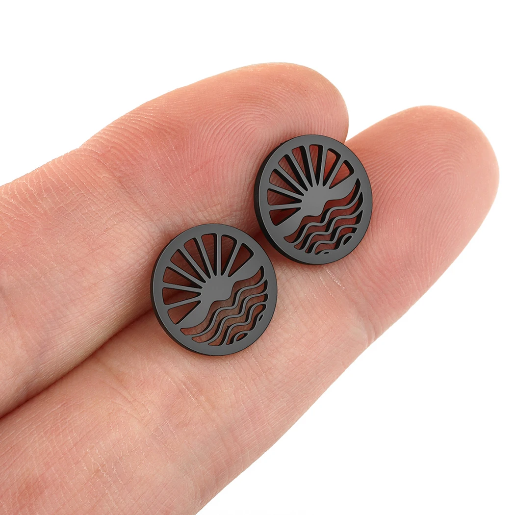 Простые серьги Cxwind с лазерной гравировкой модные из нержавеющей стали закатом