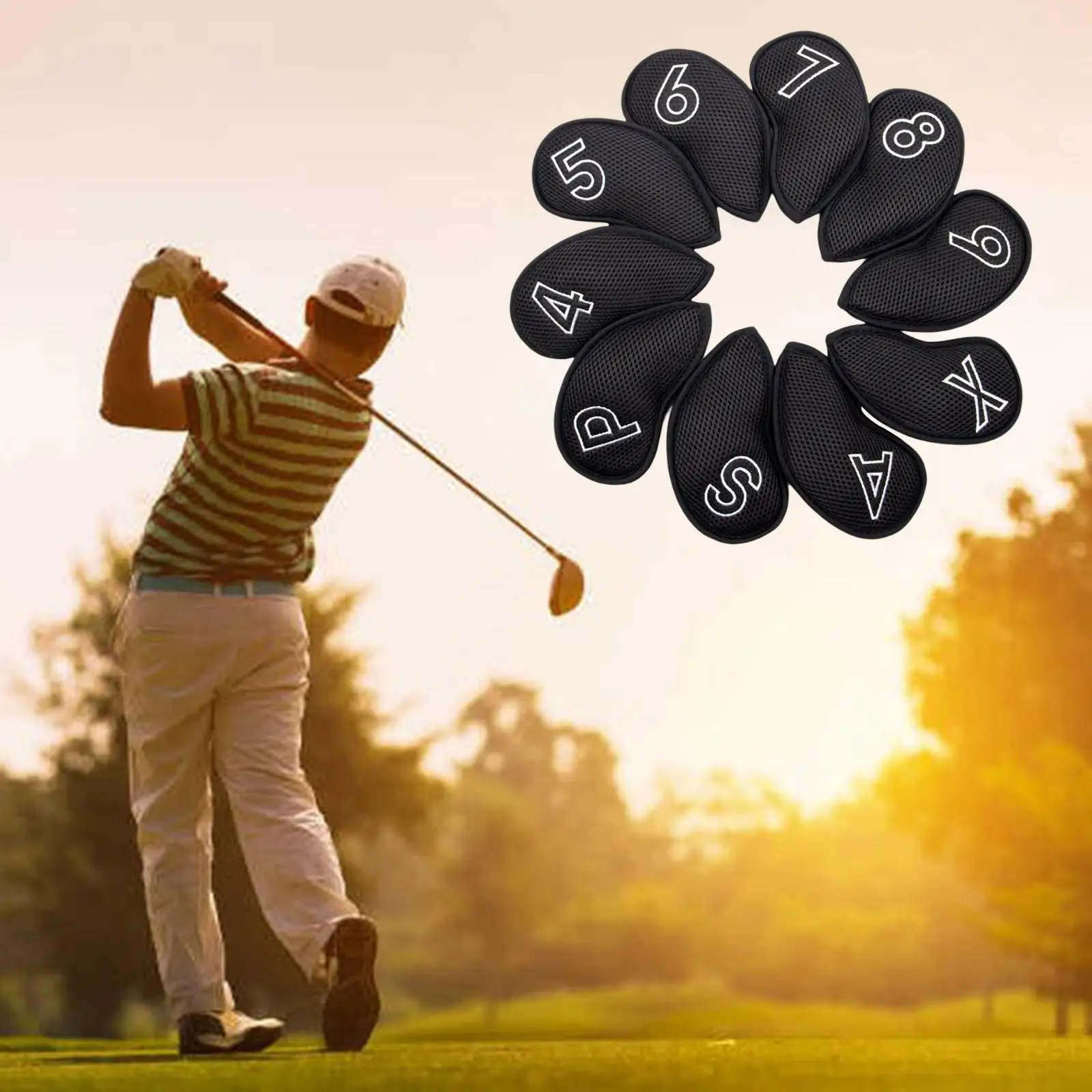 

10Pcs/Set Golf Iron Covers Set Head Cover Interchangeable No. Tag Protector