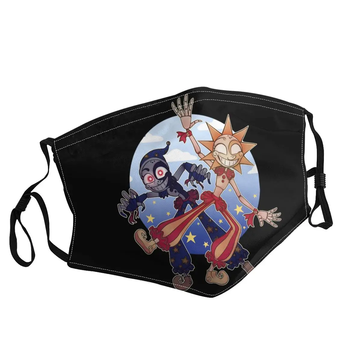

Fnaf Security Breach Sun And Moon Reusable Face Mask Unisex Adult Horror Cartoon Game Protection Cover Respirator Mouth Muffle
