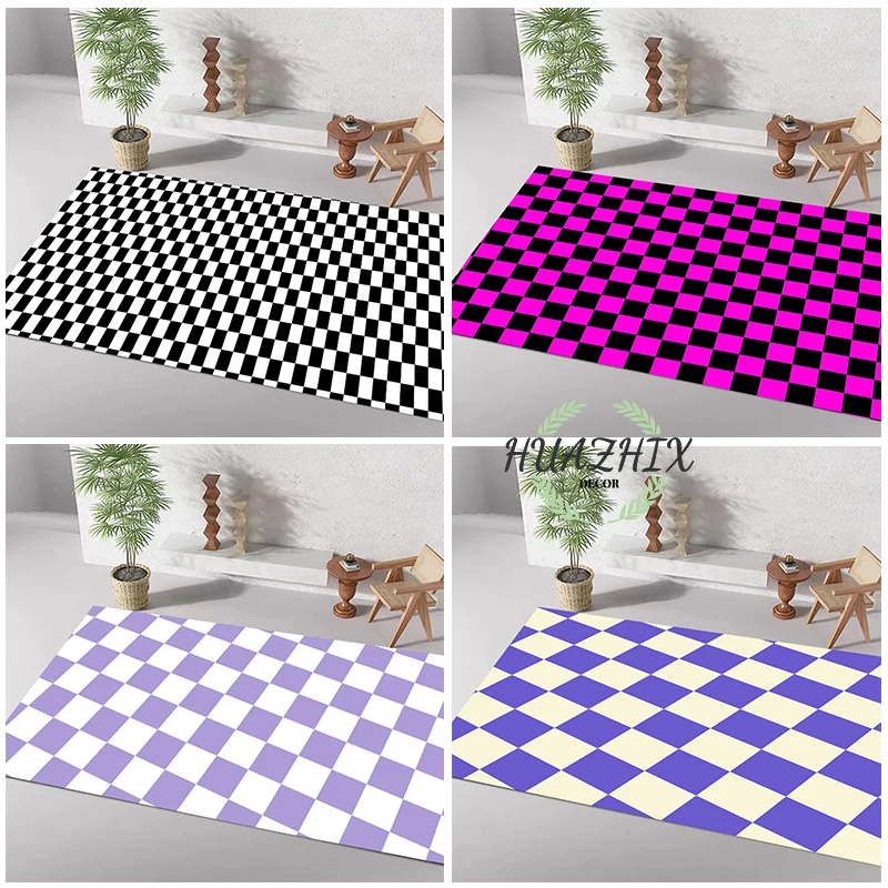 

Checkerboard Modern Minimalist Carpets Bedroom Living Room Nordic Ins Style Bedside Coffee Table Sofa Rugs Plaid Floor Mat Decor