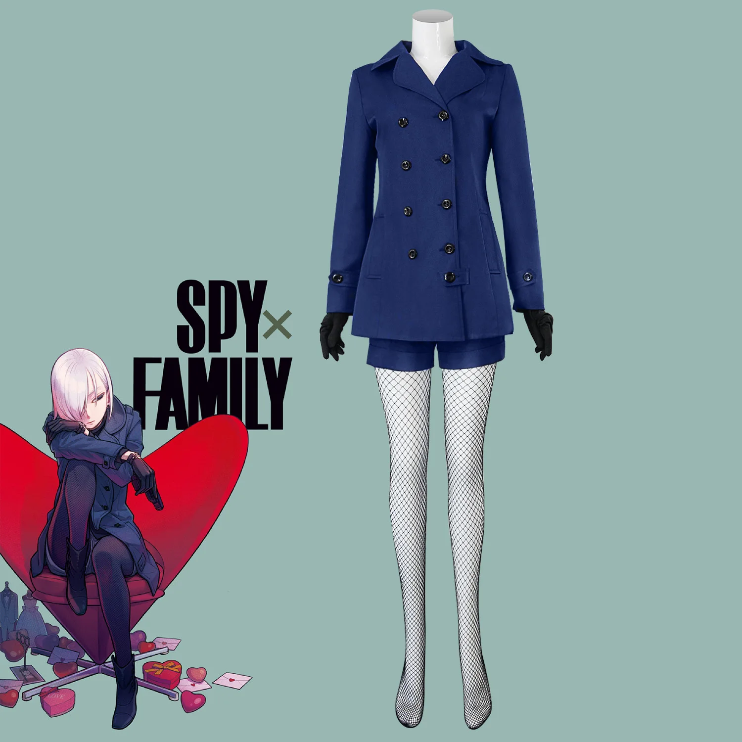 

Anime Spy X Family Fiona Frost Cosplay Costume Blue Duffel Coat Trench Outfits Christmas Halloween Carnival Party Suit Full Sets