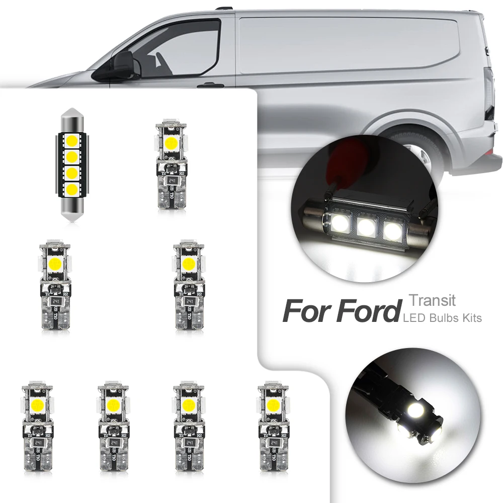 8X Светодиодная лампа для освещения салона автомобиля лампы 2012-2023 Ford Transit Custom Panel Van