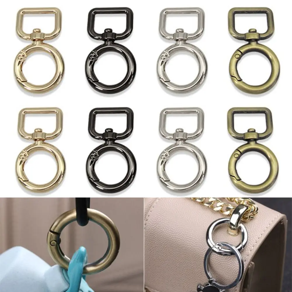 

4pcs 4 Colors Spring Ring Buckles New Square&Round 45*26mm Carabiner Bag Belt Buckle Purses Handbags Buckles