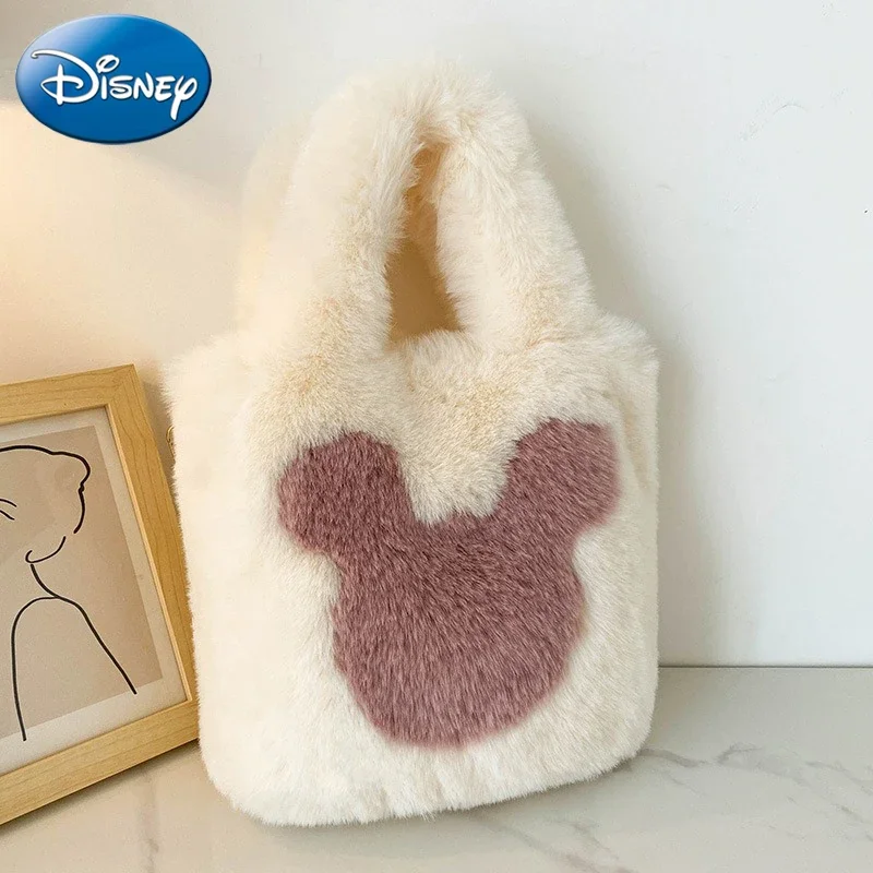 

Disney New Winter Plush Handbag Niche Furry Handbag Versatile Fashion Cute Mickey Girl Chain Shoulder Crossbody Bag