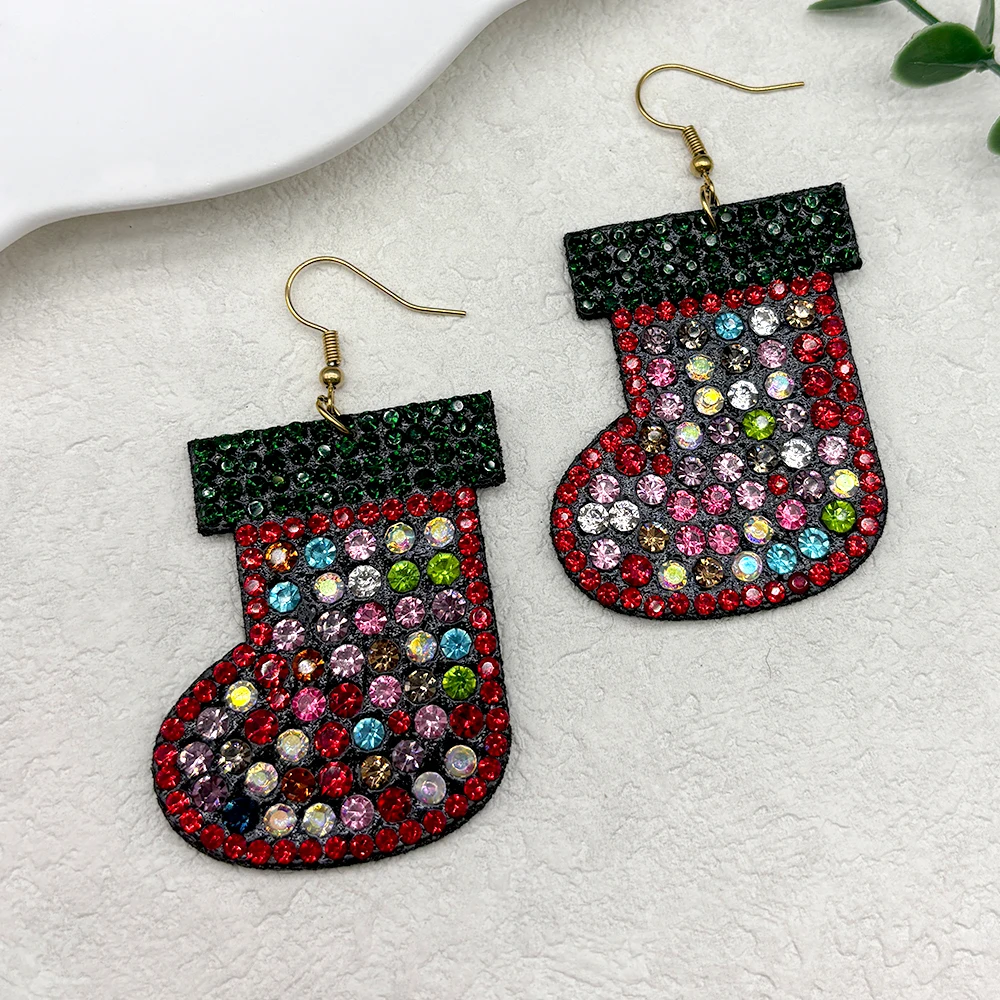 Kawaii Рождественская шляпа обувь висячие серьги для женщин и мужчин красочные