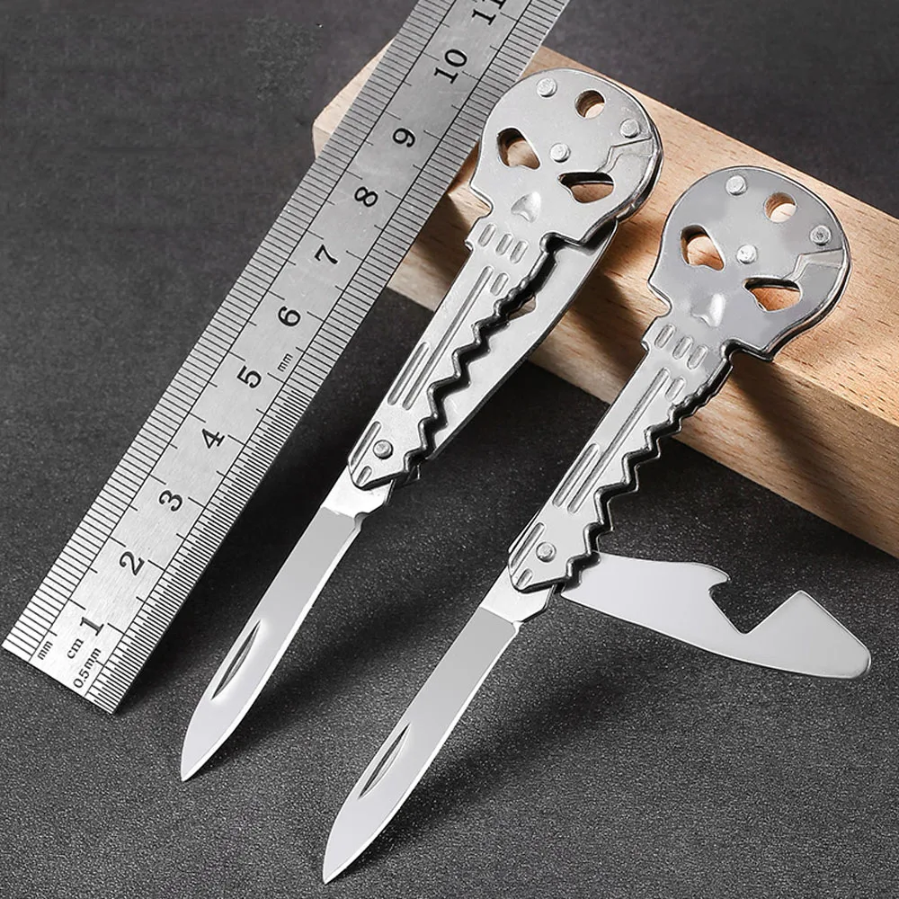 

EDC брелок складной нож из нержавеющей стали мини портативный карманный Экспресс-нож открывалка для бутылок бокс резак экстренные инструмен...