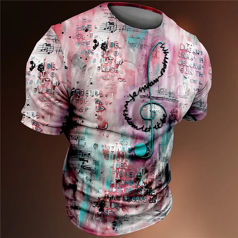 

Retro Men's T-Shirt 3d Music Print Men's Tops Hundred Short-Sleeved Summer Casual O-Neck T-Shirt For Men Oversized Clothesp