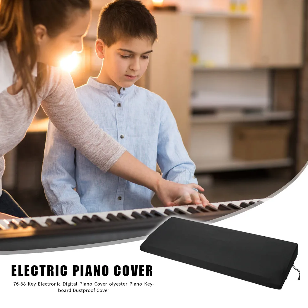 

Универсальное электронное цифровое пианино 76-88 клавиш, эластичное покрытие, черный полиэстер, клавиатура для пианино со сжатием, пылезащит...