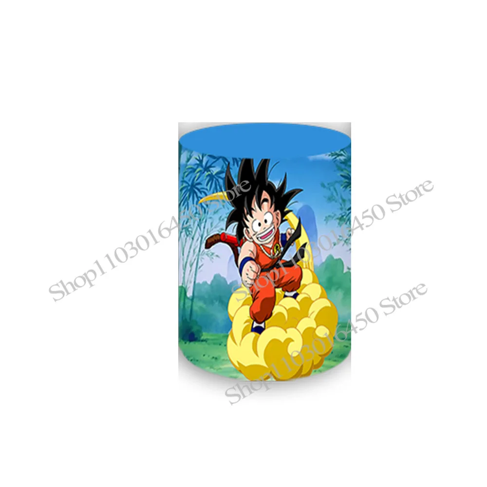 Фото Dragon Ball Z Гоку День Рождения Круглый Эластичный Круглый Цилиндр Фон Детский Душ Украшения Реквизит №5