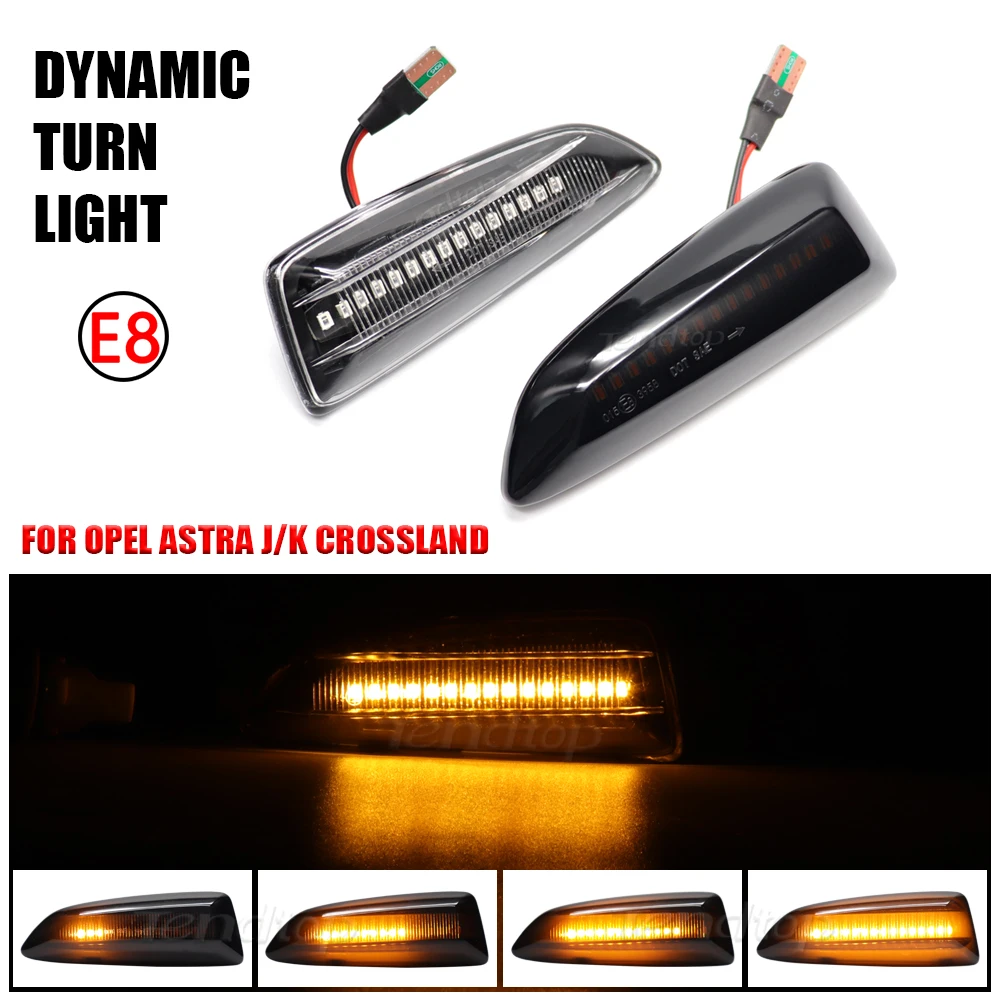 For Opel Astra J K Zafira C Insignia B Grandland X LED Side Marker Light Dynamic Turn Signal Fender Sequential Lamp